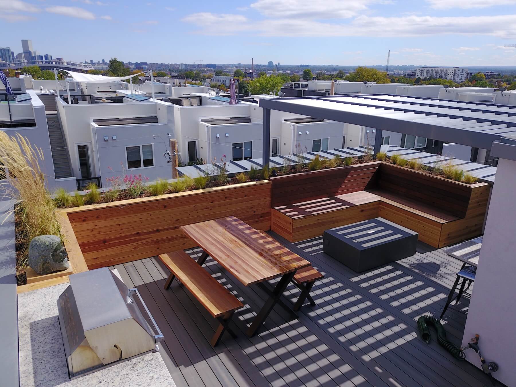 Roof Deck Planters Outdoor furniture Pergola Sloans Lake Denver CO Roof Deck and Garden
